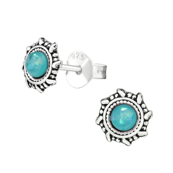 Martin Pere Jewelry - Sterling Silver Opal Studs - Classic Hypoallergenic Earrings